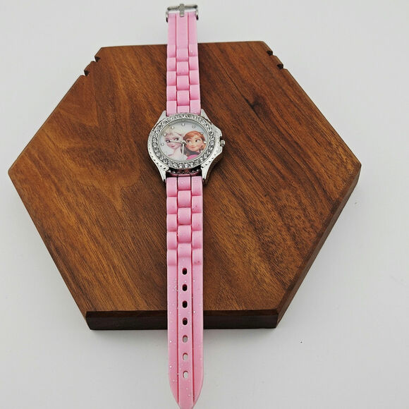 Disney Kids Frozen Analog Watch Pink Pastel Anna Elsa Princess Jewels Gems - Picture 4 of 6